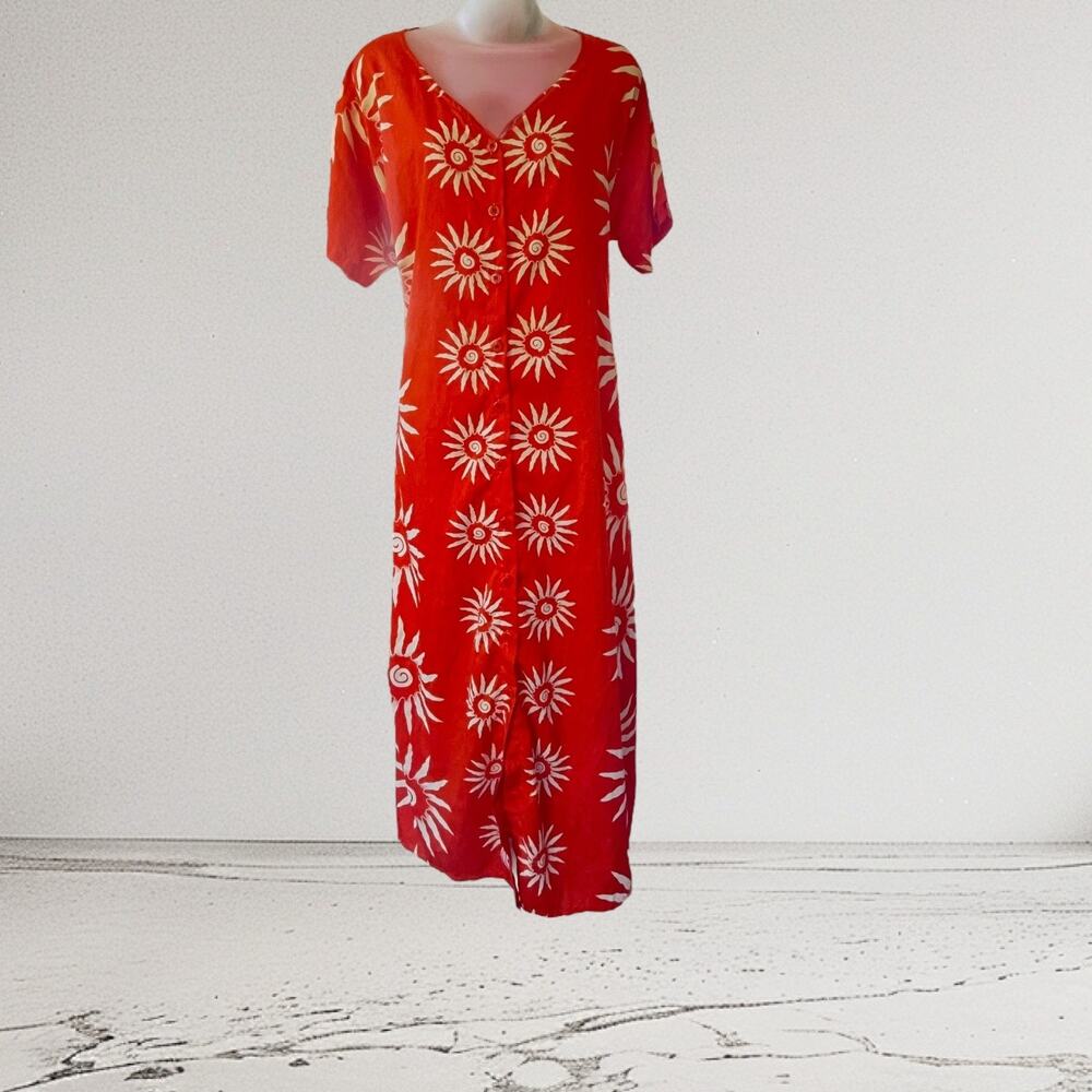 Vintage Rima Sunny Days Orange Dress Beachwear Resort Cruise Swim Cover One Size